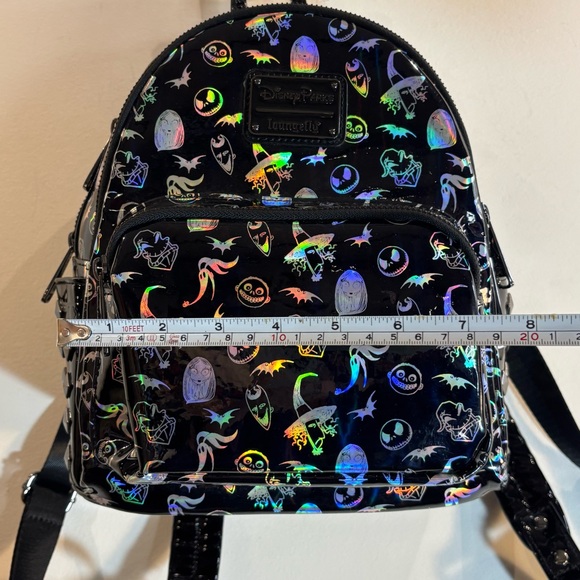 LOUNGEFLY DISNEY The Nightmare before Christmas Black Holographic Mini Backpack - Picture 2 of 12